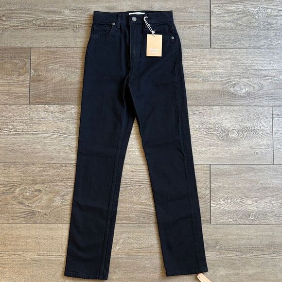 Reformation Denim Liza Ultra High Rise Slim Straight Black Jeans Nordstrom - Picture 2 of 7